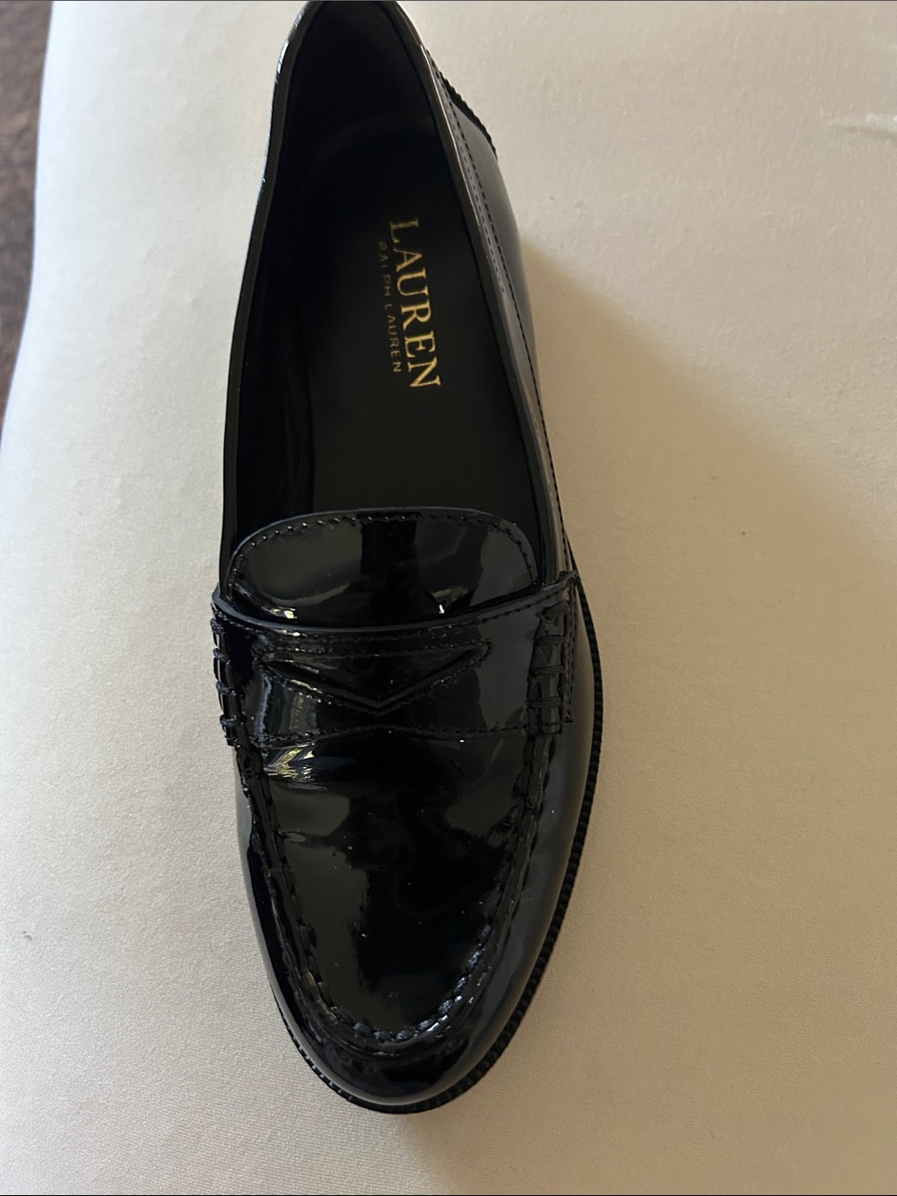 Lauren Ralph Lauren Men's Black Patent Penny Loafer